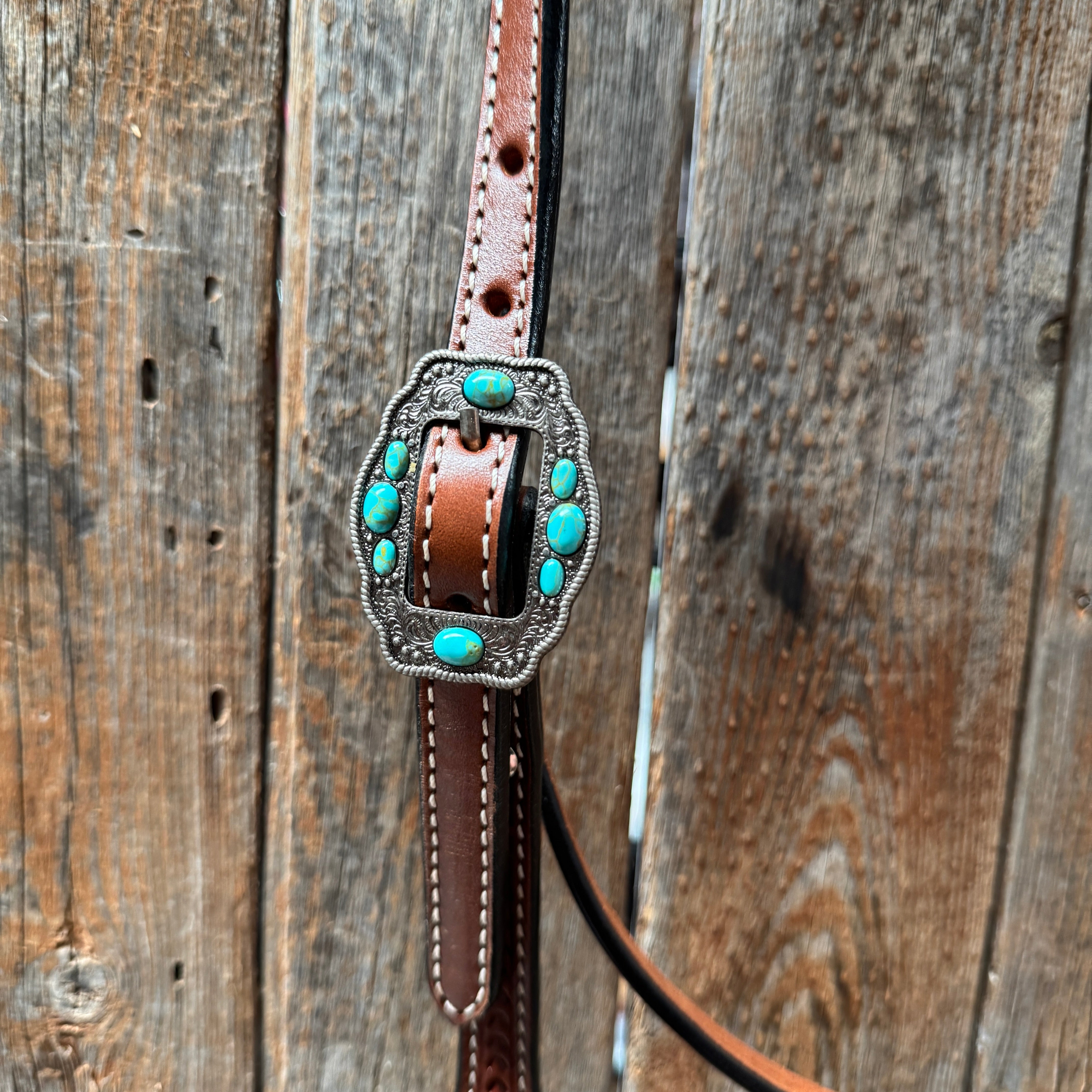 Draft Medium Oil Basketweave Turquoise Browband #BB131D