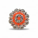 Bright Silver Neon Orange - AB Crystal Conchos | Sizes 1"- 3" | Buckles | Saddle Set | Leather Rosettes | Slide