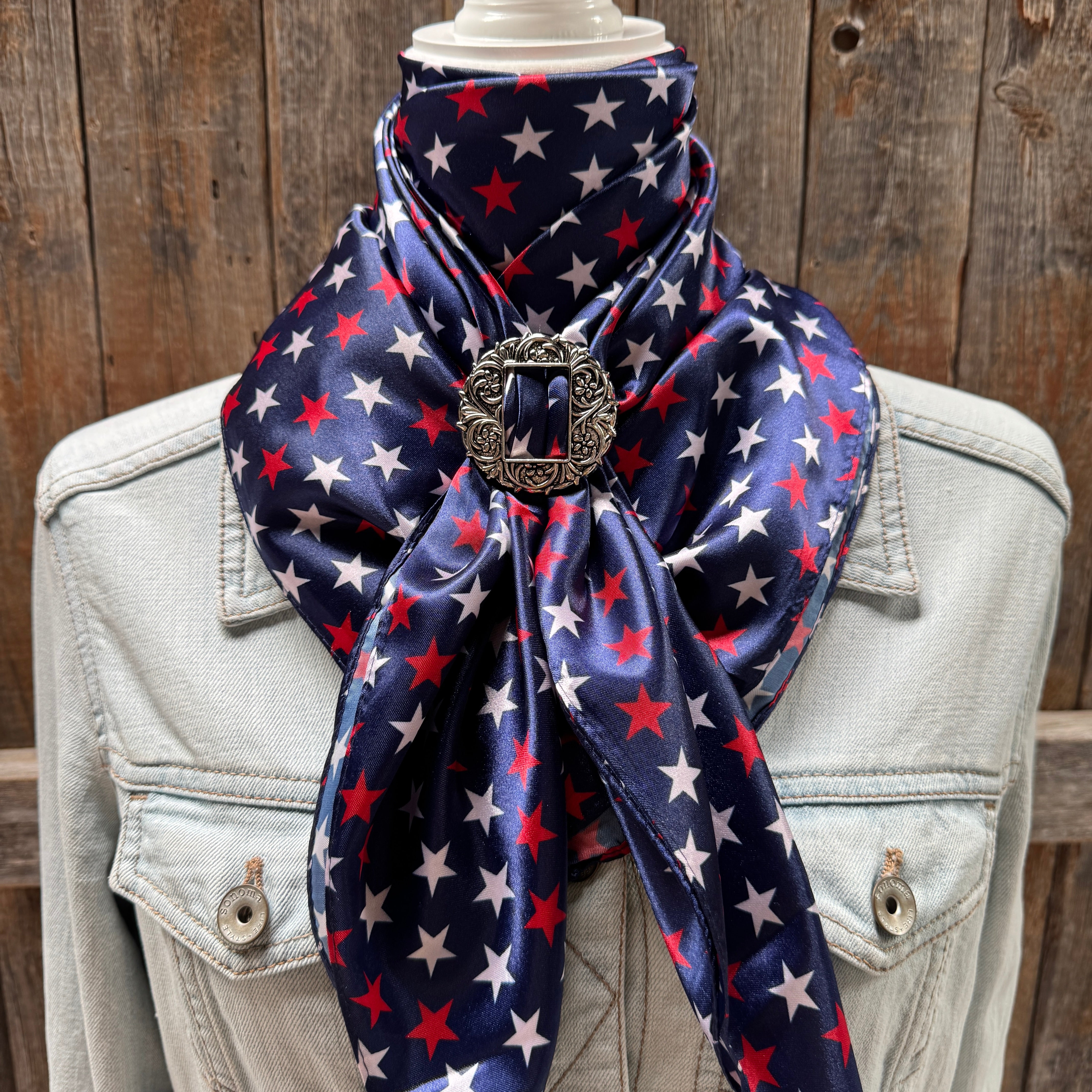35X35" Red, White & Blue USA Star Wild Rag | Scarf - W238B WRC3463B