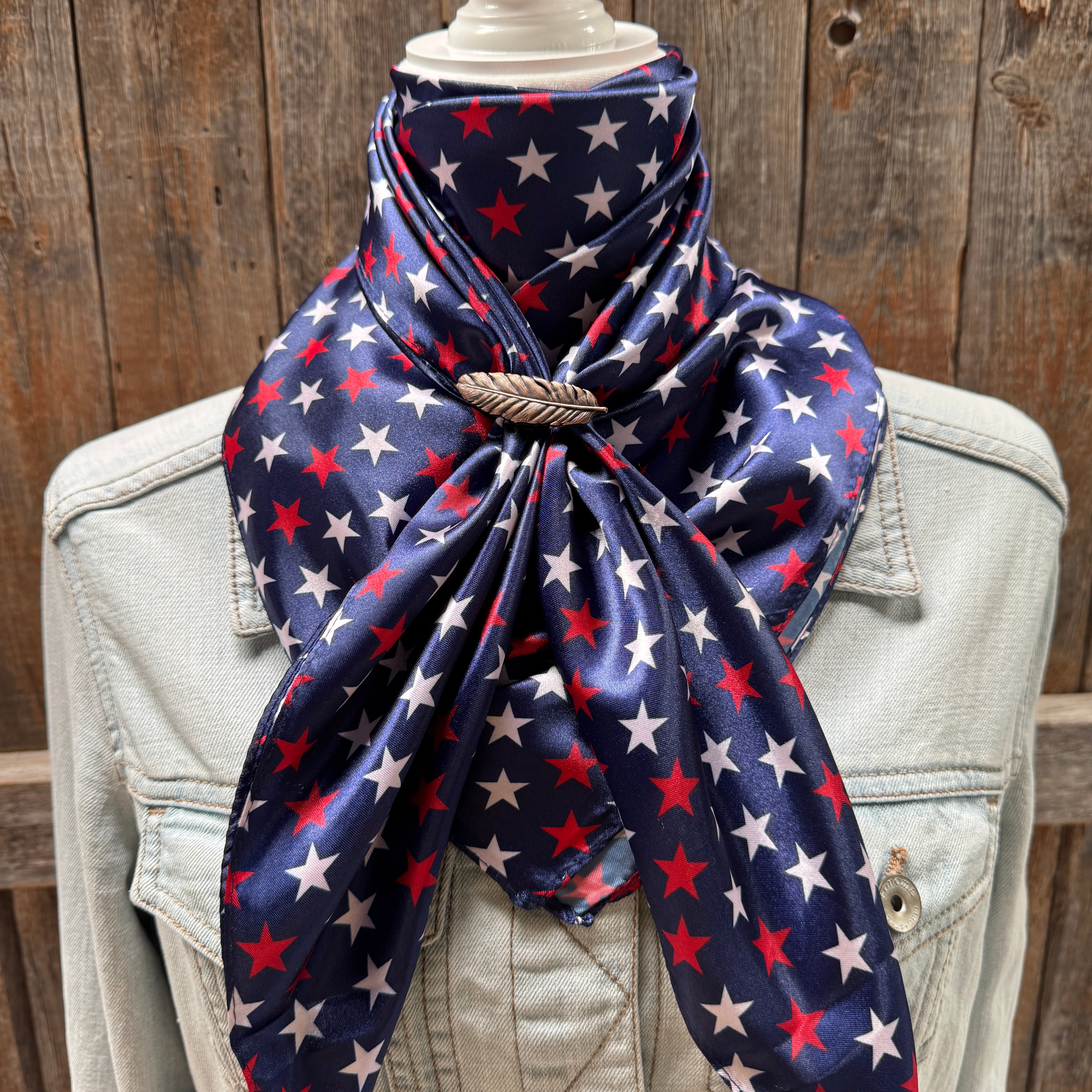 35X35" Red, White & Blue USA Star Wild Rag | Scarf - W169 Slide WRC3463C