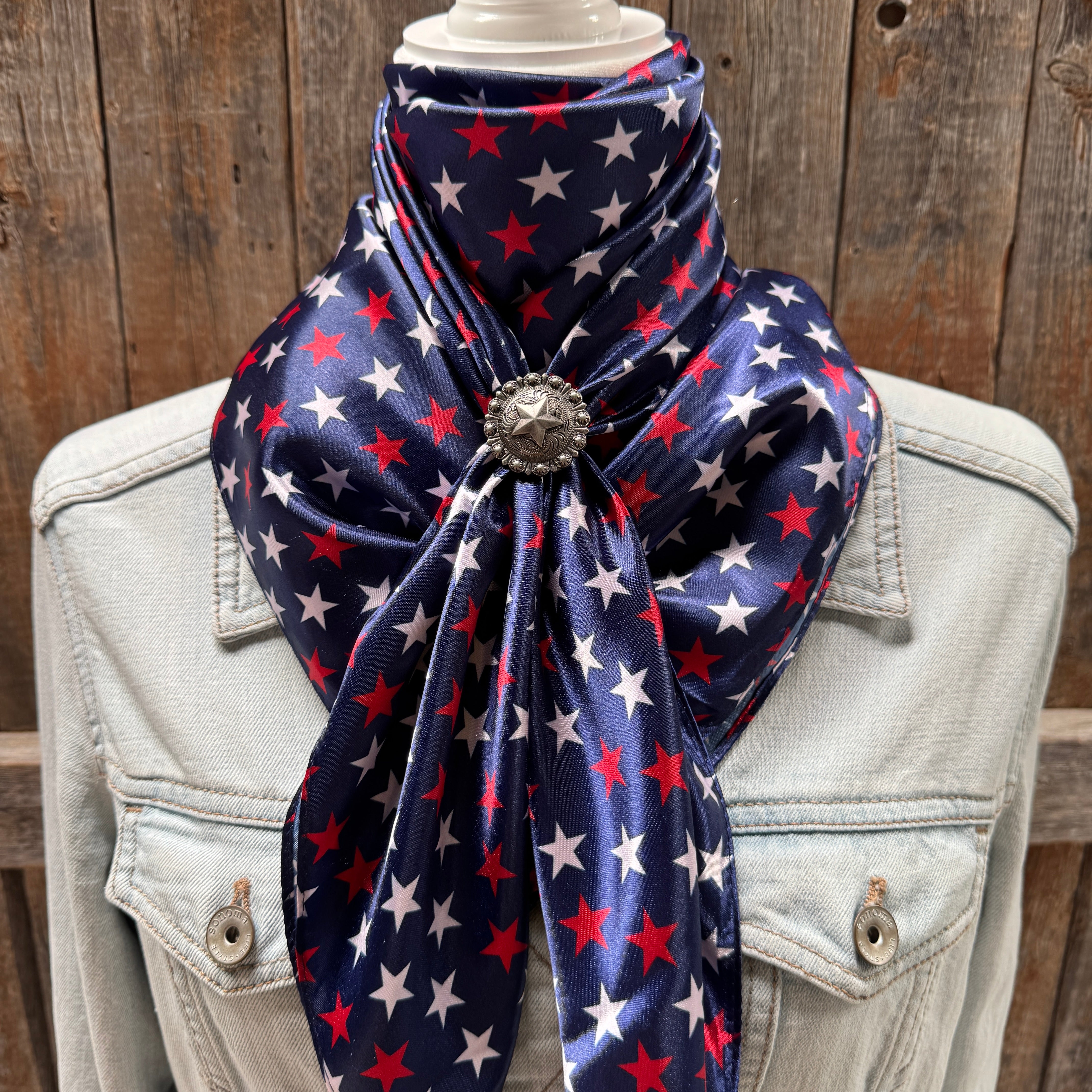35X35" Red, White & Blue USA Star Wild Rag | Scarf - W174 Slide #WRC3463E