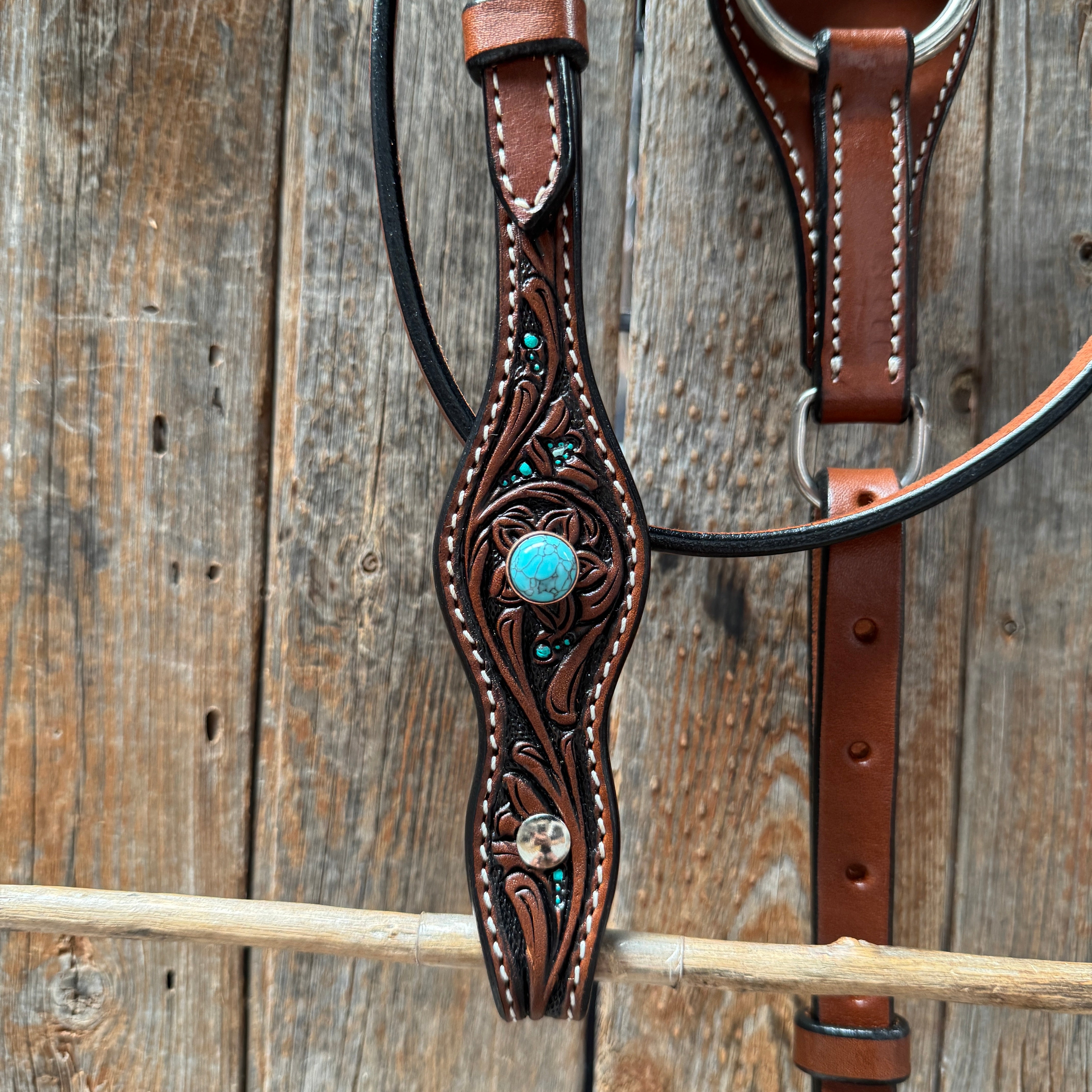 Pony Medium Teal Dot Floral and Turquoise Tack Set #BBBC667P