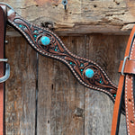 Pony Medium Teal Dot Floral and Turquoise Tack Set #BBBC667P