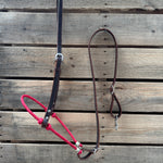 Red Single Rope Noseband Lariat with Leather Hanger #HAN103