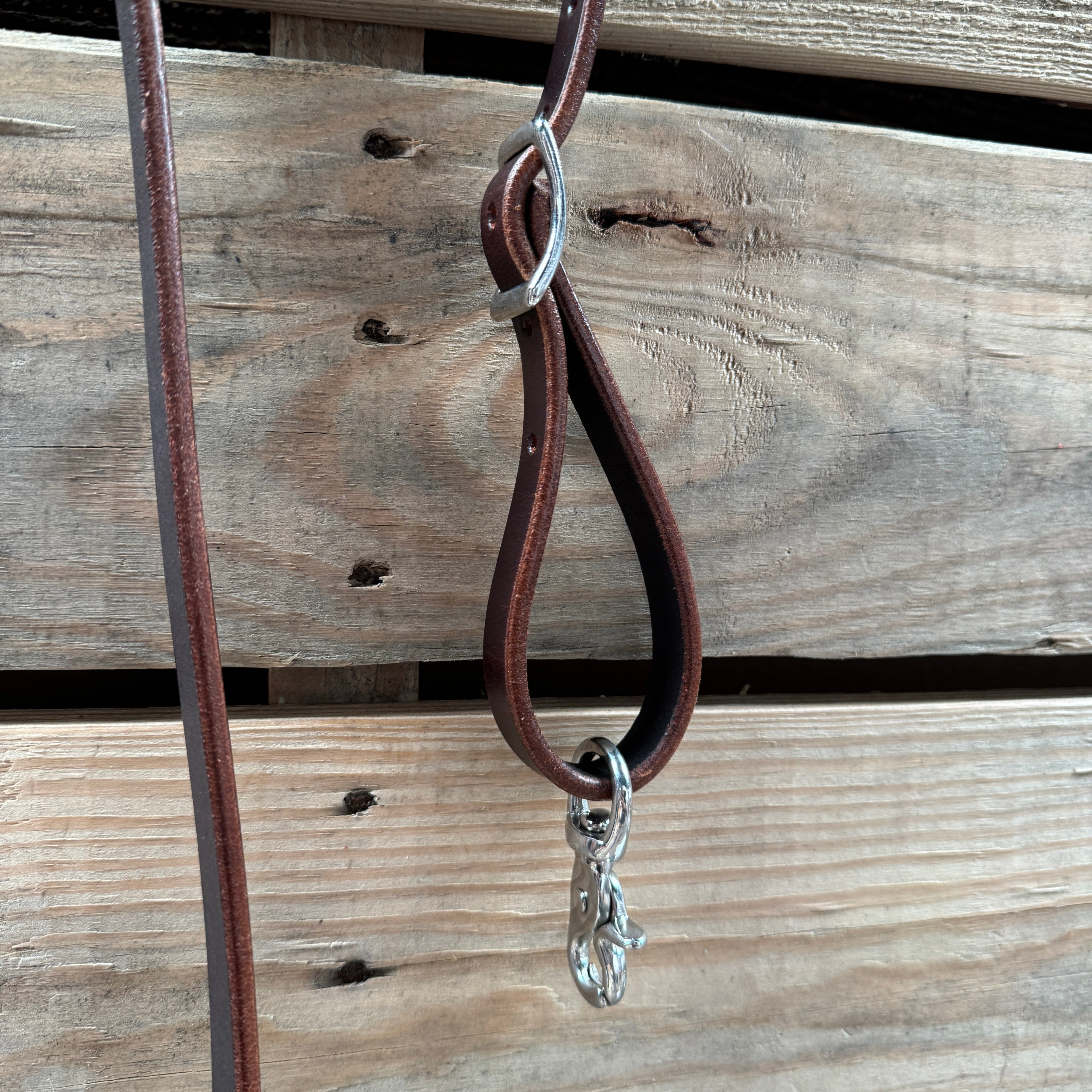 Blue Single Rope Noseband Lariat with Leather Hanger #HAN102