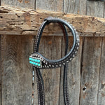 Dark Oil Silver Dot Antique Silver Turquoise Browband | One Ear Tack Set #BBBC500