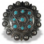 Antique Silver and Copper Square Turquoise Western Conchos W243