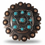Antique Silver and Copper Square Turquoise Western Conchos W243