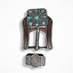 Antique Silver and Copper Square Turquoise Western Conchos W243