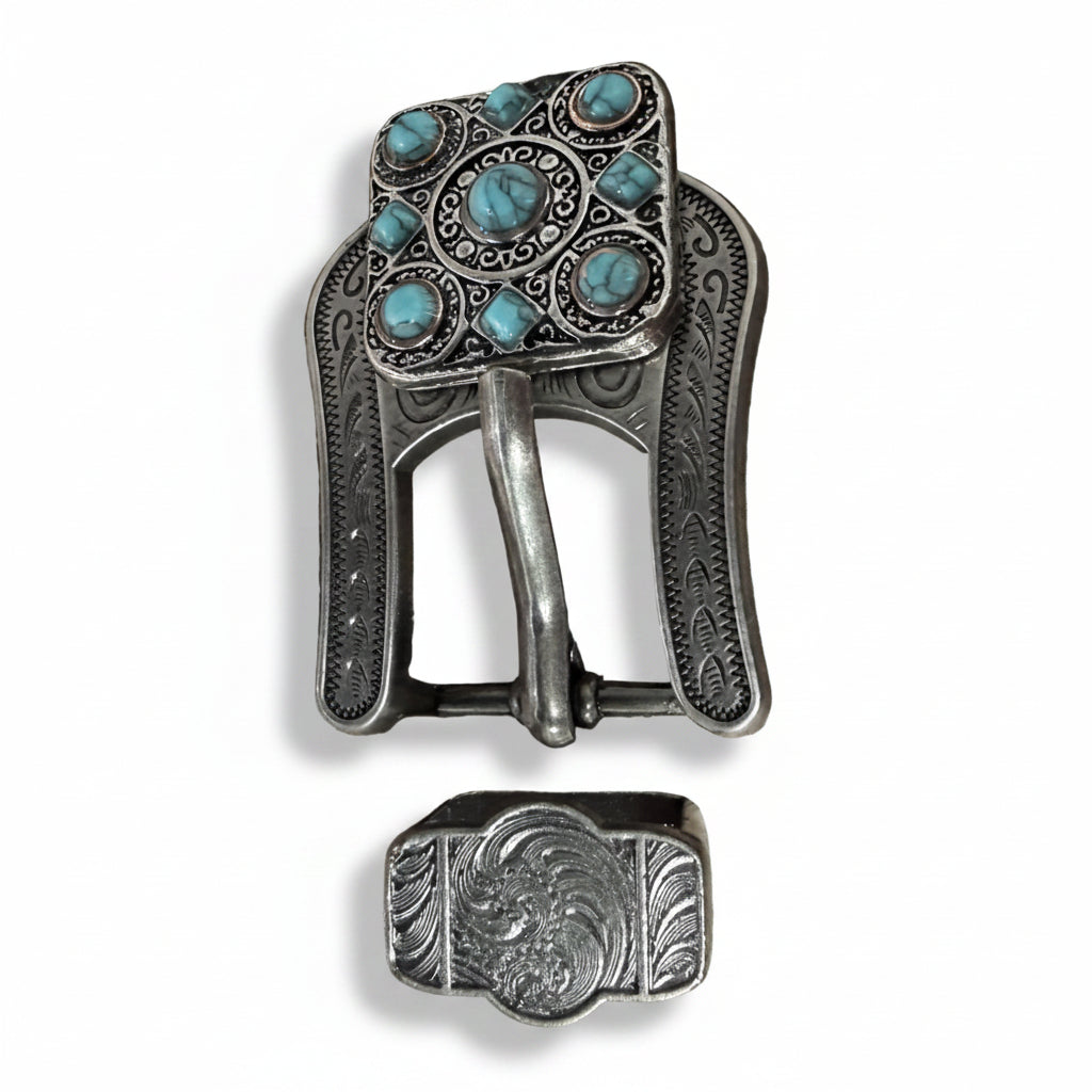 Antique Silver and Copper Square Turquoise Western Conchos W243