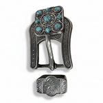 Antique Silver and Copper Square Turquoise Western Conchos W243