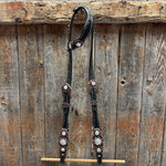Black Floral AB Browband | One Ear Tack Set #BBBC501