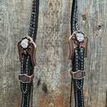Black Floral AB Browband | One Ear Tack Set #BBBC501