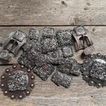 Antique Silver Square Floral Western Concho W247