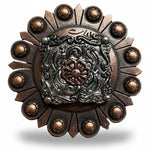Antique Silver Square Floral Western Concho W247