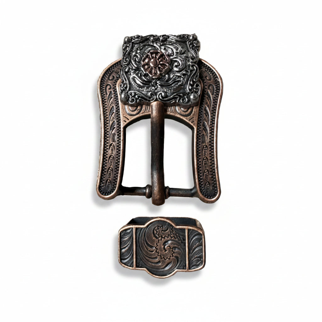 Antique Silver Square Floral Western Concho W247