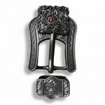 Antique Silver Square Floral Western Concho W247