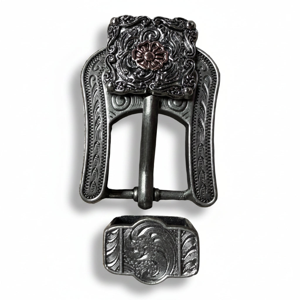 Antique Silver Square Floral Western Concho W247