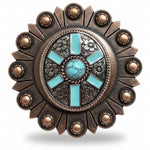 Oval Antique Silver and Copper Turquoise Western Conchos W255