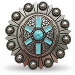 Oval Antique Silver and Copper Turquoise Western Conchos W255