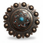 Antique Silver Turquoise and Copper Flower W257