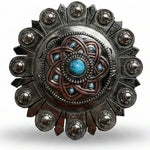 Antique Silver Turquoise and Copper Flower W257