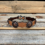 Genuine Leather Dog Collar With Copper Star Concho 12" to 22" W175L | DC4