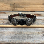 Genuine Leather Dog Collar With Antique Silver Star Concho 12" to 22" W174L | DC9