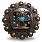 Antique Silver and Copper Southwest Turquoise Concho W262
