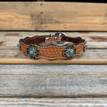 Genuine Leather Dog Collar or Leash With Antique Silver Southwest Conchos 12" to 22" W201S | DC79