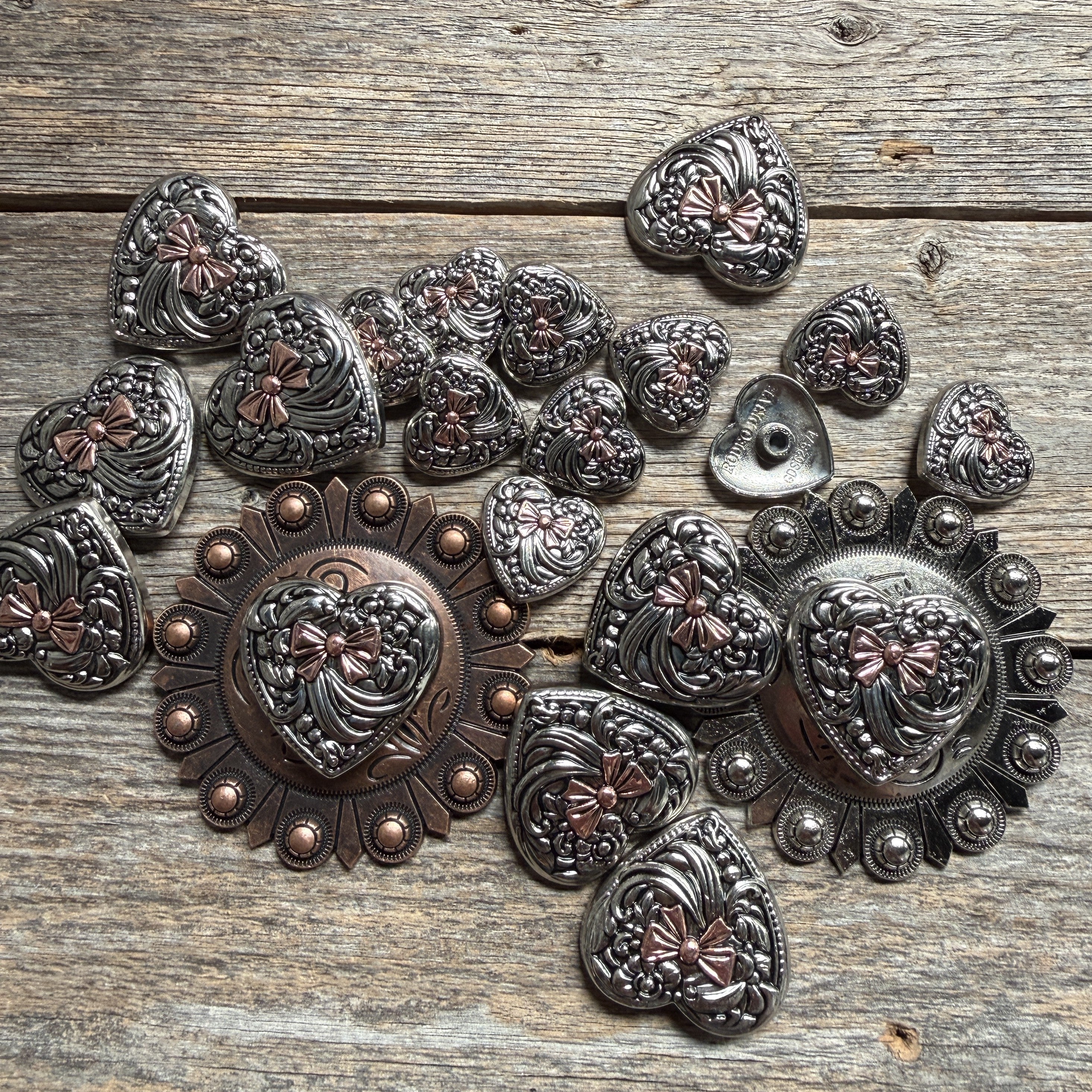 Antique Silver and Copper Heart Concho W263