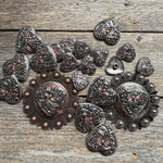 Antique Silver and Copper Heart Concho W263