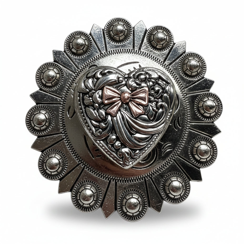 Antique Silver and Copper Heart Concho W263