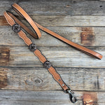Genuine Leather Dog Collar or Leash With Black Fleur De Lis Conchos 10" to 22" W241 -DC73