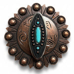 Copper and Antique Silver Turquoise Ellipse Concho #W266