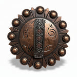 Antique Silver and Copper Flower Rectangle Concho #W268