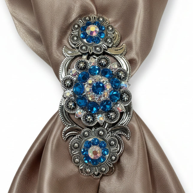 Antique Silver Capri - AB Crystal Conchos | Sizes 1"- 3" | Buckles | Saddle Set | Leather Rosettes | Slide