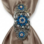 Antique Silver Capri - AB Crystal Conchos | Sizes 1"- 3" | Buckles | Saddle Set | Leather Rosettes | Slide
