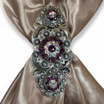 Antique Silver Amethyst - AB Crystal Conchos | Sizes 1"- 3" | Buckles | Saddle Set | Leather Rosettes | Slide