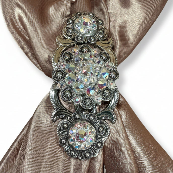 Antique Silver AB Crystal Conchos | Sizes 1"- 3" | Buckles | Saddle Set | Leather Rosettes | Slide