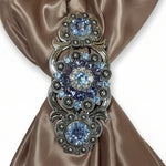 Antique Silver Light Sapphire - Clear - Lilac Crystal Conchos | Sizes 1"- 3" | Buckles | Saddle Set | Leather Rosettes | Slide