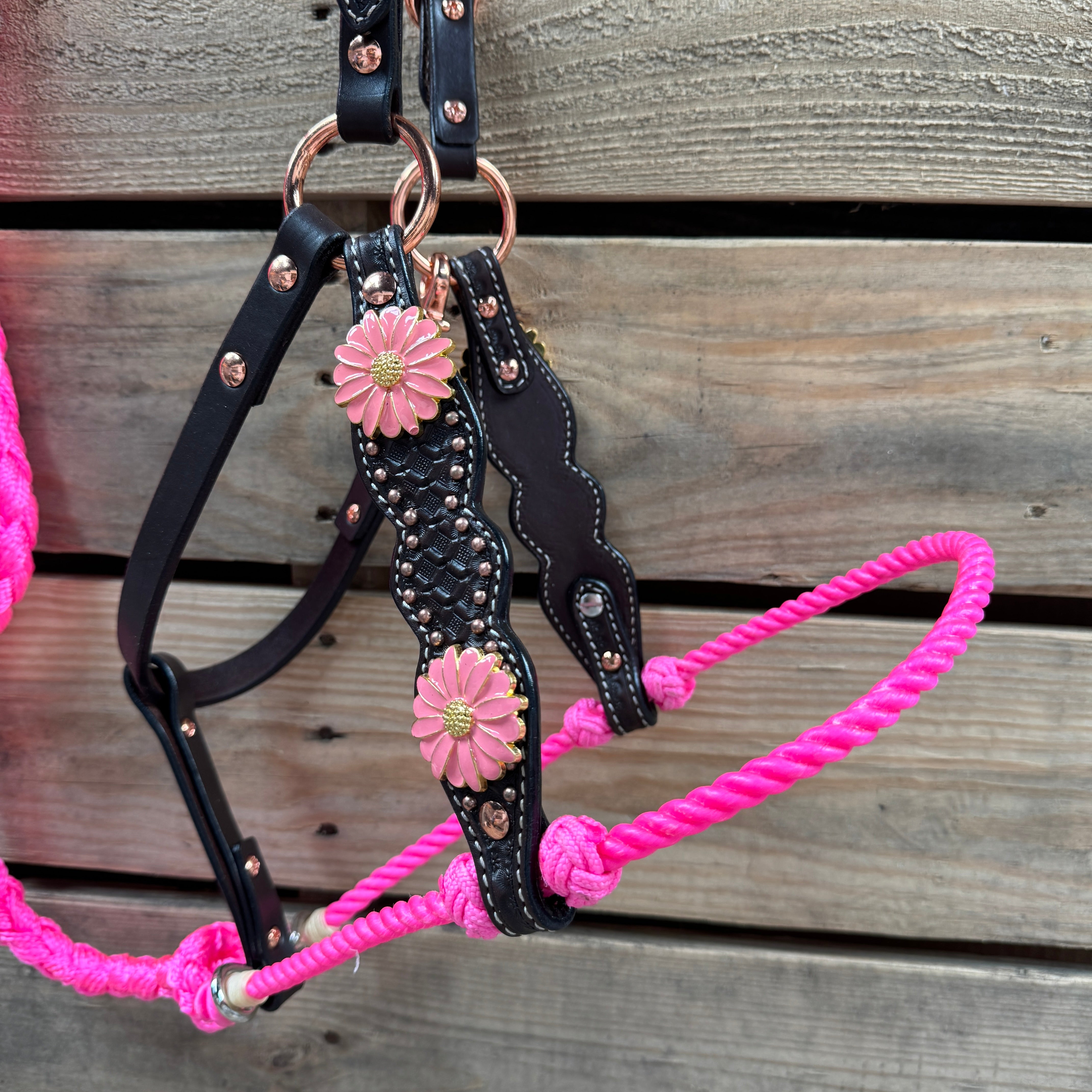 Honeycomb Tooled Lariat & Leather Combo Halter #LH107
