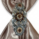 Antique Silver Topaz - Champagne Crystal Conchos | Sizes 1"- 3" | Buckles | Saddle Set | Leather Rosettes | Slide