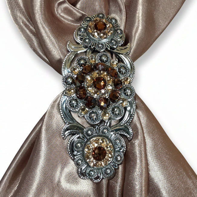 Antique Silver Topaz - Champagne Crystal Conchos | Sizes 1"- 3" | Buckles | Saddle Set | Leather Rosettes | Slide