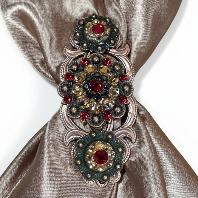 Copper Ruby - Jet - Champagne Crystal Conchos | Sizes 1"- 3" | Buckles | Saddle Set | Leather Rosettes | Slide