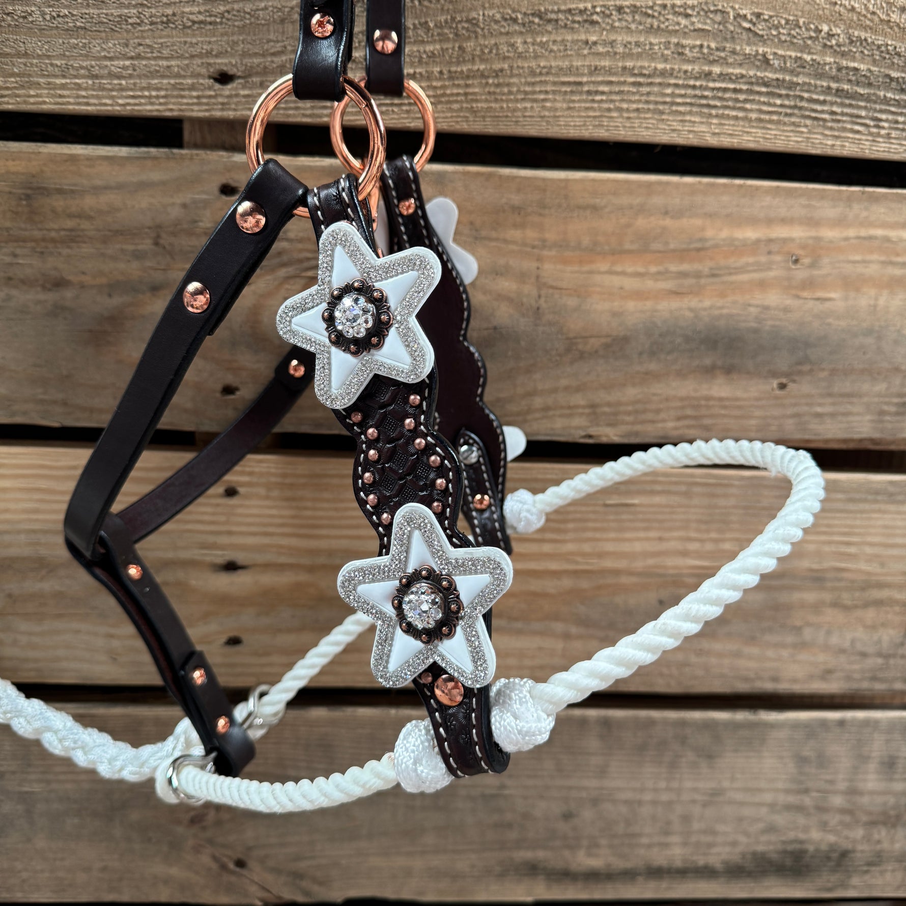 Honeycomb Tooled Lariat & Leather Combo Halter #LH120