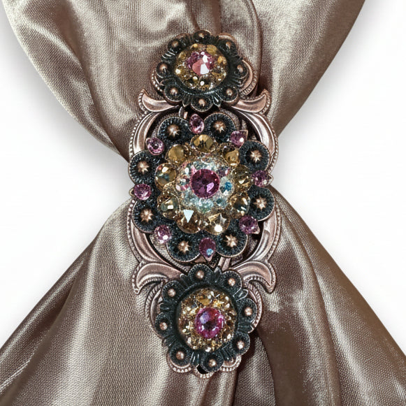 Copper Pink - AB - Champagne Crystal Conchos | Sizes 1"- 3" | Buckles | Saddle Set | Leather Rosettes | Slide