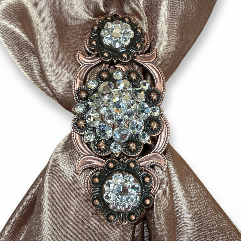 Copper Clear Crystal Conchos | Sizes 1"- 3" | Buckles | Saddle Set | Leather Rosettes | Slide