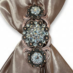 Copper Clear Crystal Conchos | Sizes 1"- 3" | Buckles | Saddle Set | Leather Rosettes | Slide