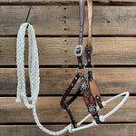 Flower Power Lariat & Leather Combo Halter #LH104